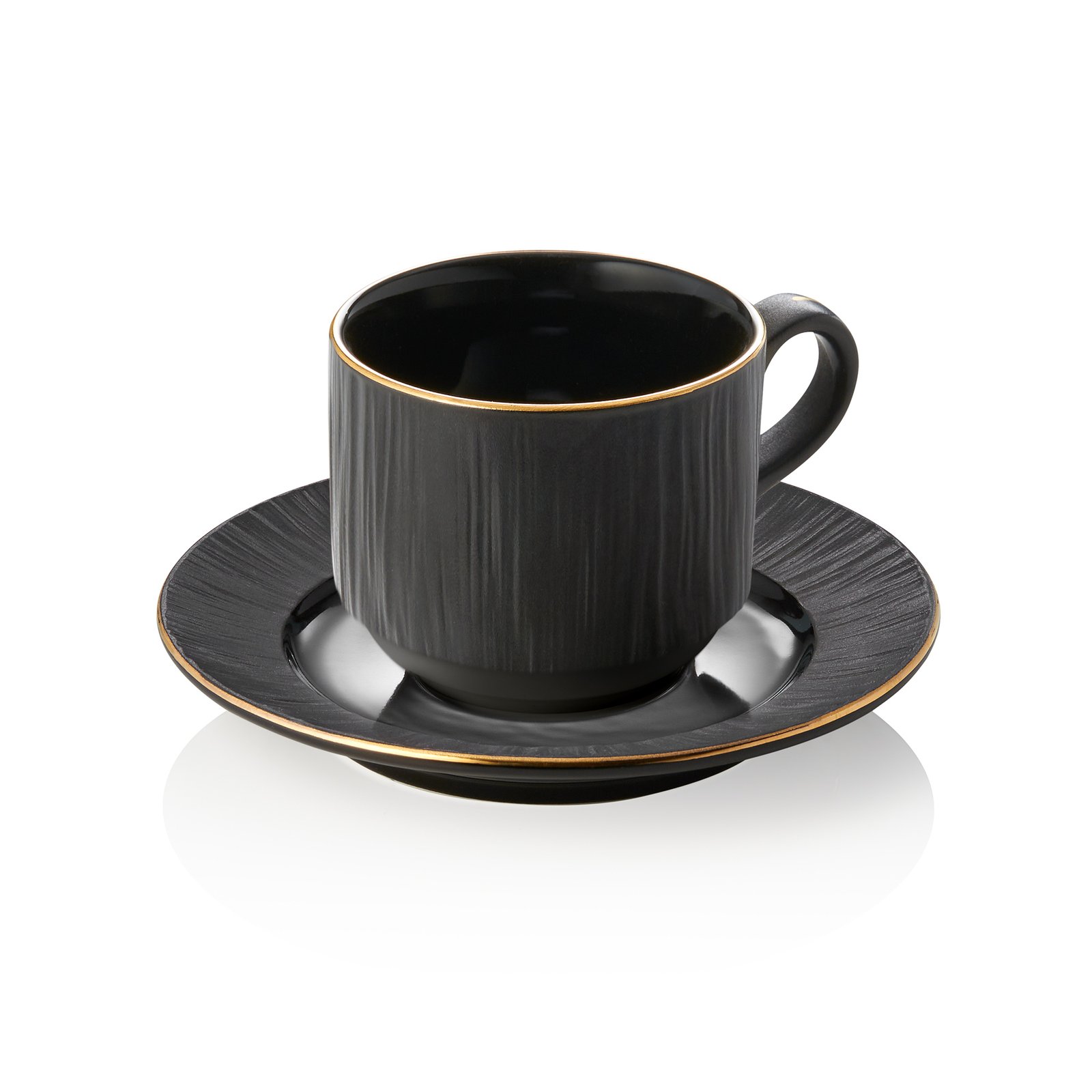 Obertasse mit Untertasse Set MAYA KURO, 240 ml, schwarz