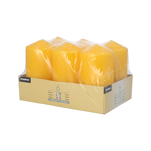 6 Stumpenkerzen Ø 60 mm · 115 mm goldgelb 1512 Stumpenkerzen Ø 60 mm · 115 mm goldgelb