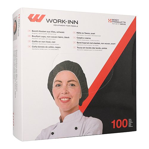 100 "WORK-INN/PS" Barett-Hauben, Vlies Ø 52 cm schwarz 14000 "WORK-INN/PS" Barett-Hauben, Vlies Ø 52 cm schwarz