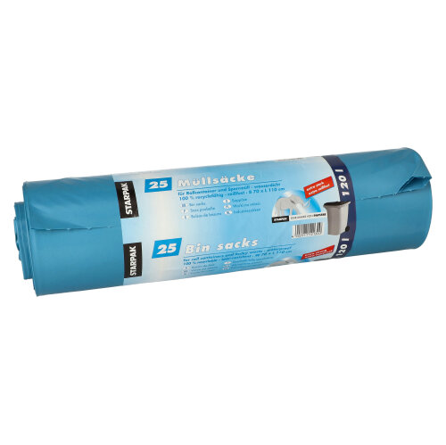 5000 Müllsäcke, LDPE 120 l 110 cm x 70 cm blau extra stark und extra reißfest
