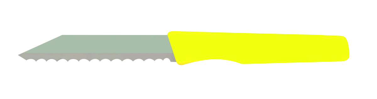 Brötchenmesser / Küchenmesser mit Wellenschliff, Gelb