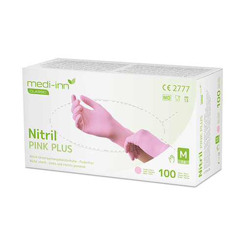 Medi-Inn® Classic Handschuhe, Nitril puderfrei pink "Nitril Pink Plus" Größe M