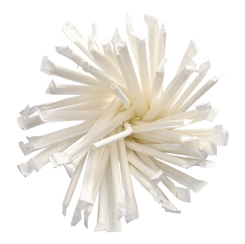 60000 Trinkhalme, flexibel, Papier "pure" Ø 6 mm · 20 cm weiss einzeln gehüllt