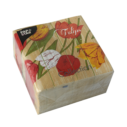 25200 Servietten, 3-lagig 1/4-Falz 33 cm x 33 cm "Blooming Tulips"