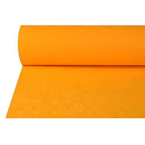 64 Papiertischtuch mit Damastprägung 50 m x 1 m orange
