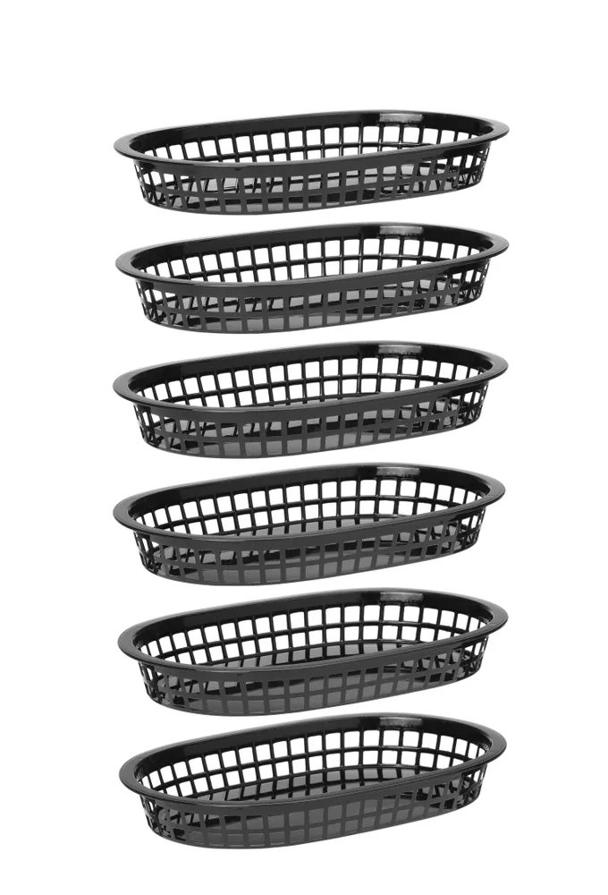 Servierkörbe im Fastfood-Stil, Schwarz, 6 Stk., 272x175x(H)38mm Servierkörbe im Fastfood-Stil, Schwarz, 6 Stk., 272x175x(H)38mm