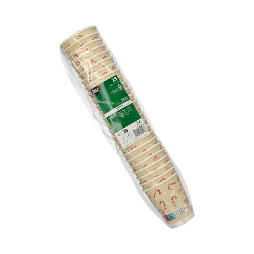 25 Trinkbecher, Pappe 0,2 l Ø 8 cm · 9,3 cm "Candy Canes " doppelwandig 6000 Trinkbecher, Pappe 0,2 l Ø 8 cm · 9,3 cm "Candy Canes " doppelwandig
