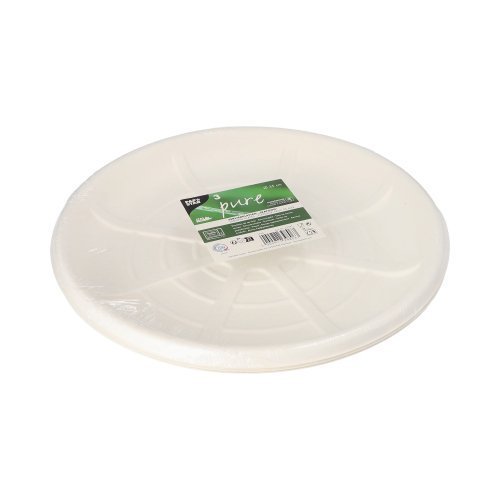 3 Servierplatten, Zuckerrohr "pure" rund Ø 35 cm weiss für Meeresfrüchte 540 Servierplatten, Zuckerrohr "pure" rund Ø 35 cm weiss für Meeresfrüchte