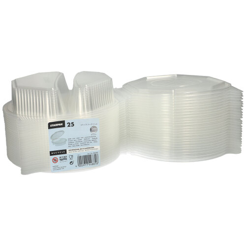 2800 Menüboxen mit Klappdeckeln, PP 2-geteilt 5,9 cm x 21,5 cm x 21,5 cm transparent 8-eckig