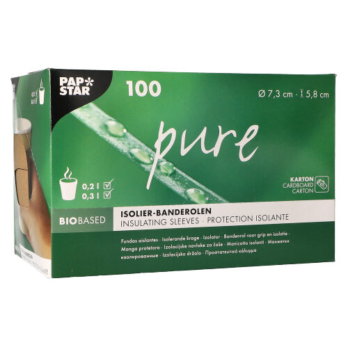 24300 Banderolen für Heißgetränkebecher "pure" Ø 7,3 cm · 5,8 cm braun