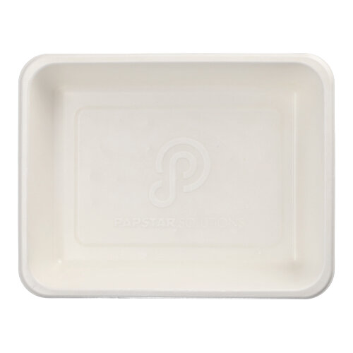 5400 Siegelschalen Zuckerrohr, PLA beschichtet ungeteilt 1300 ml 4,9 cm x 22,7 cm x 17,8 cm