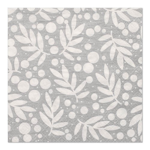 25920 Servietten, 3-lagig 1/4-Falz 33 cm x 33 cm ! silber "Holly"