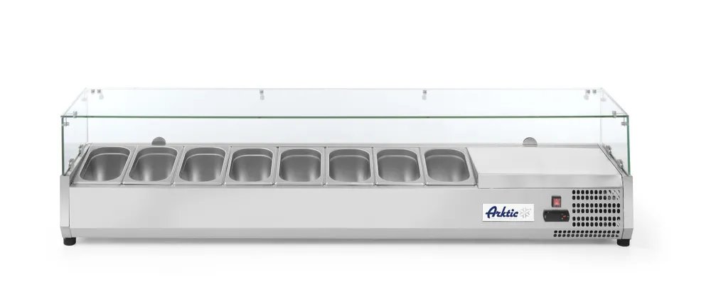 Aufsatz-Kühlvitrine Gastronorm 1/4, Arktic, 8x GN 1/4, 230V/180W, 1805x335x(H)460mm