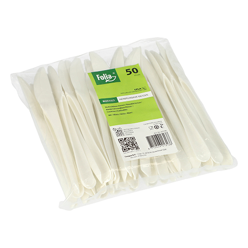 50 Messer "Folia" C-PLA 19 cm weiss 30000 Messer "Folia" C-PLA 19 cm weiss