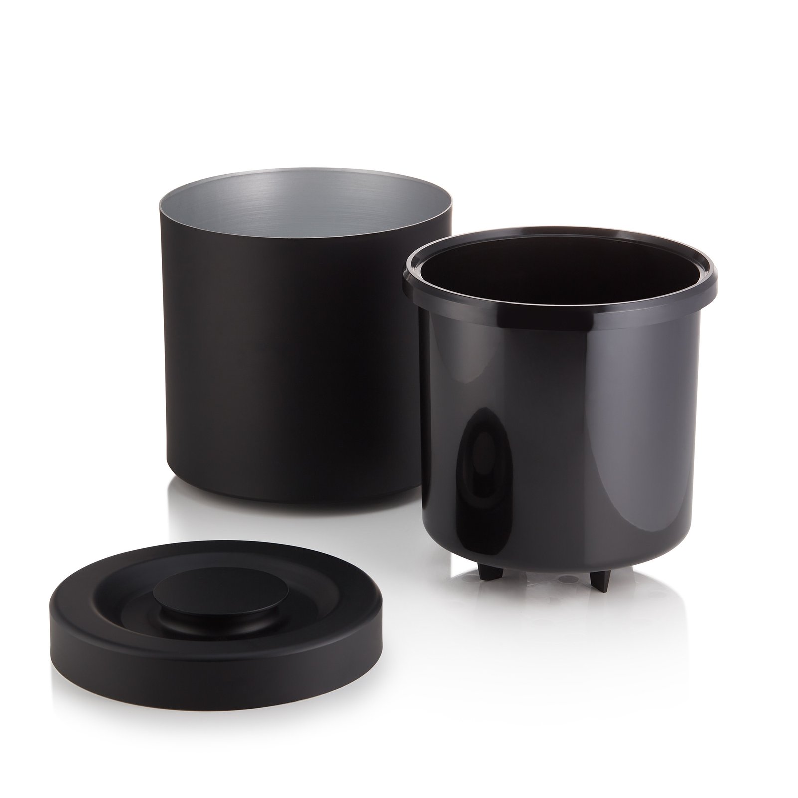 Eisbox NOCTURN, Ø 18,5 cm, Höhe 21 cm, schwarz matt, Aluminium, Polystyrol Flaschenöffner NOCTURN, 18 x 4 cm, schwarz matt