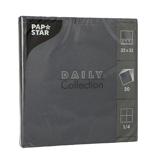 25200 Servietten "DAILY Collection" 1/4-Falz 32 cm x 32 cm schwarz