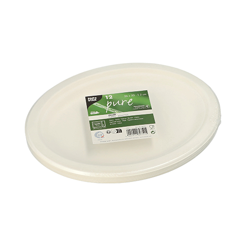 4752 Teller, Zuckerrohr "pure" oval 26 cm x 20 cm x 2 cm weiss