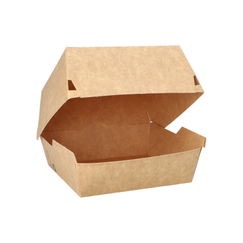 3840 Burgerboxen, Pappe 7 cm x 12,5 cm x 12,5 cm braun "100% Fair" groß