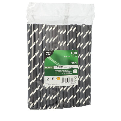 51200 Shake-Halme, Papier Ø 8 mm · 20 cm schwarz/weiss "Stripes"