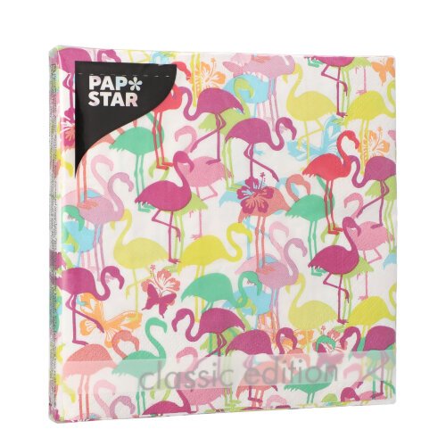 22800 Servietten, 3-lagig 1/4-Falz 33 cm x 33 cm "Flamingoparty"
