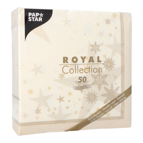 50 Servietten "ROYAL Collection" 1/4-Falz 40 cm x 40 cm champagner "Stars and Snowflakes" 12500 Servietten "ROYAL Collection" 1/4-Falz 40 cm x 40 cm champagner "Stars and Snowflakes"