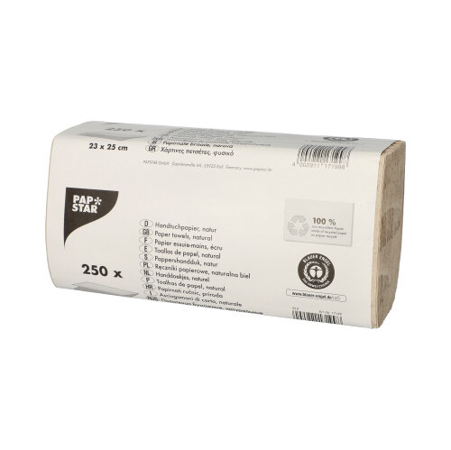 80000 Blatt Handtuchpapier V-Falz 23 cm x 25 cm natur Zick Zack, 1-lagig