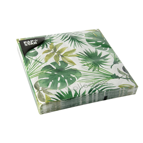 22800 Servietten, 3-lagig 1/4-Falz 33 cm x 33 cm "Monstera"
