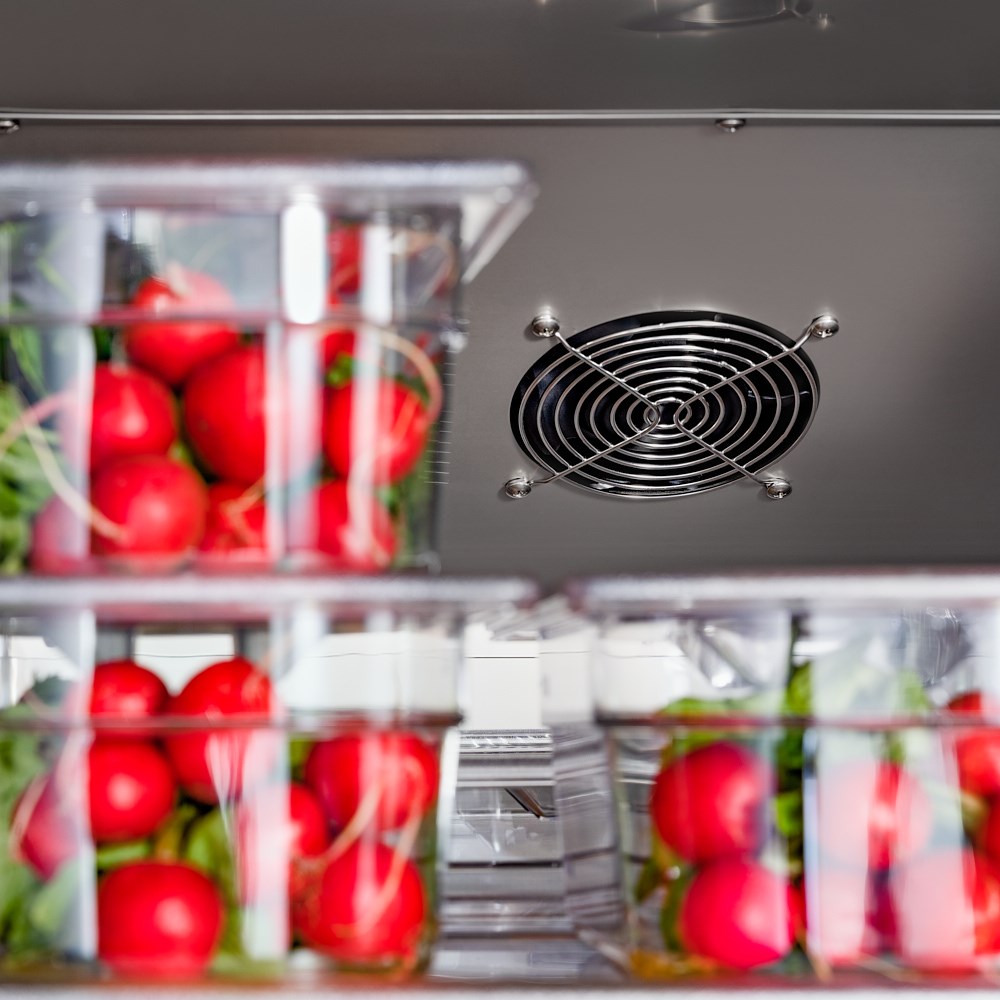 Edelstahl Kühlschrank mit Rädern, GN 2/1, 680x810x2010 mm (BxTxH), 600 L