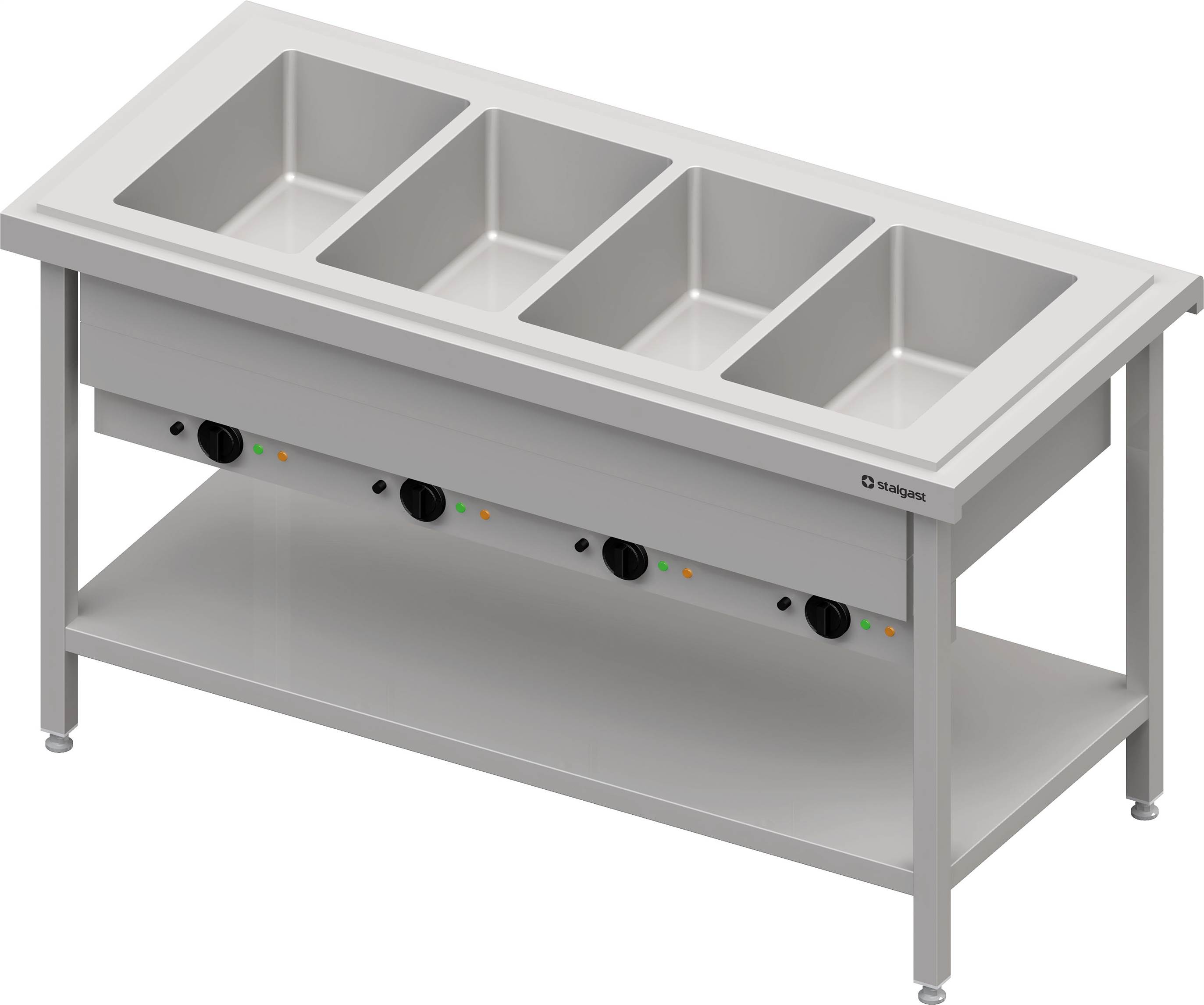 Warmausgabe mit Bain-Marie 4x GN1/1 Einzelbecken, 1570x735x880, Granitabdeckung "Standard G1"
