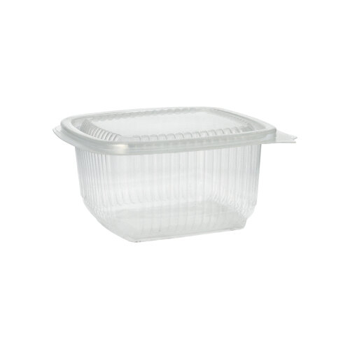 6000 Verpackungsbecher mit Klappdeckeln, PP rechteckig 375 ml 6,2 cm x 11,5 cm x 12 cm transparent