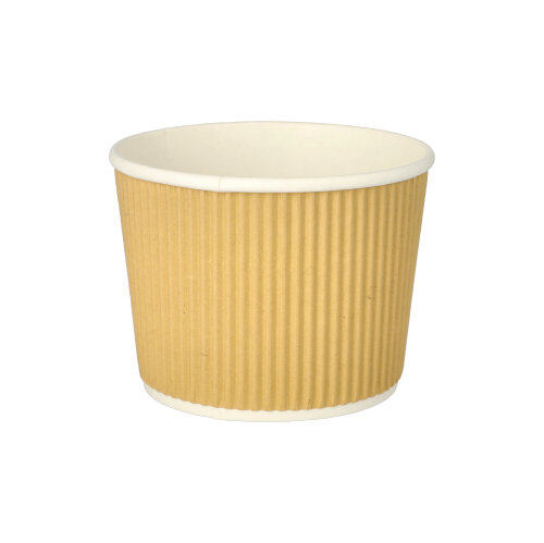 2000 Suppenbecher, Pappe rund 520 ml Ø 11 cm · 8,4 cm braun/weiss Ripple Wall