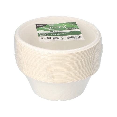 25 Schalen, Zuckerrohr "pure" 750 ml Ø 17 cm · 6,5 cm weiss 4000 Schalen, Zuckerrohr "pure" 750 ml Ø 17 cm · 6,5 cm weiss