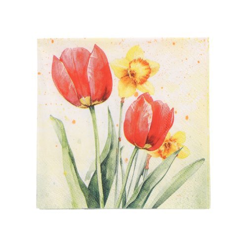 50 Servietten, 3-lagig 1/4-Falz 25 cm x 25 cm "Tulips & Daffodils" 33600 Servietten, 3-lagig 1/4-Falz 25 cm x 25 cm "Tulips & Daffodils"