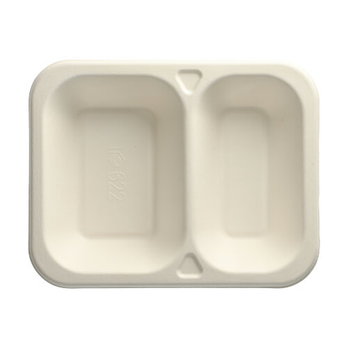 12000 Siegelschalen, Zuckerrohr 2-geteilt 800 ml 4,2 cm x 18,5 cm x 23,5 cm weiss