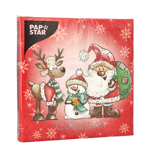 20 Servietten, 3-lagig 1/4-Falz 33 cm x 33 cm "Santa`s Companions" 21600 Servietten, 3-lagig 1/4-Falz 33 cm x 33 cm "Santa`s Companions"