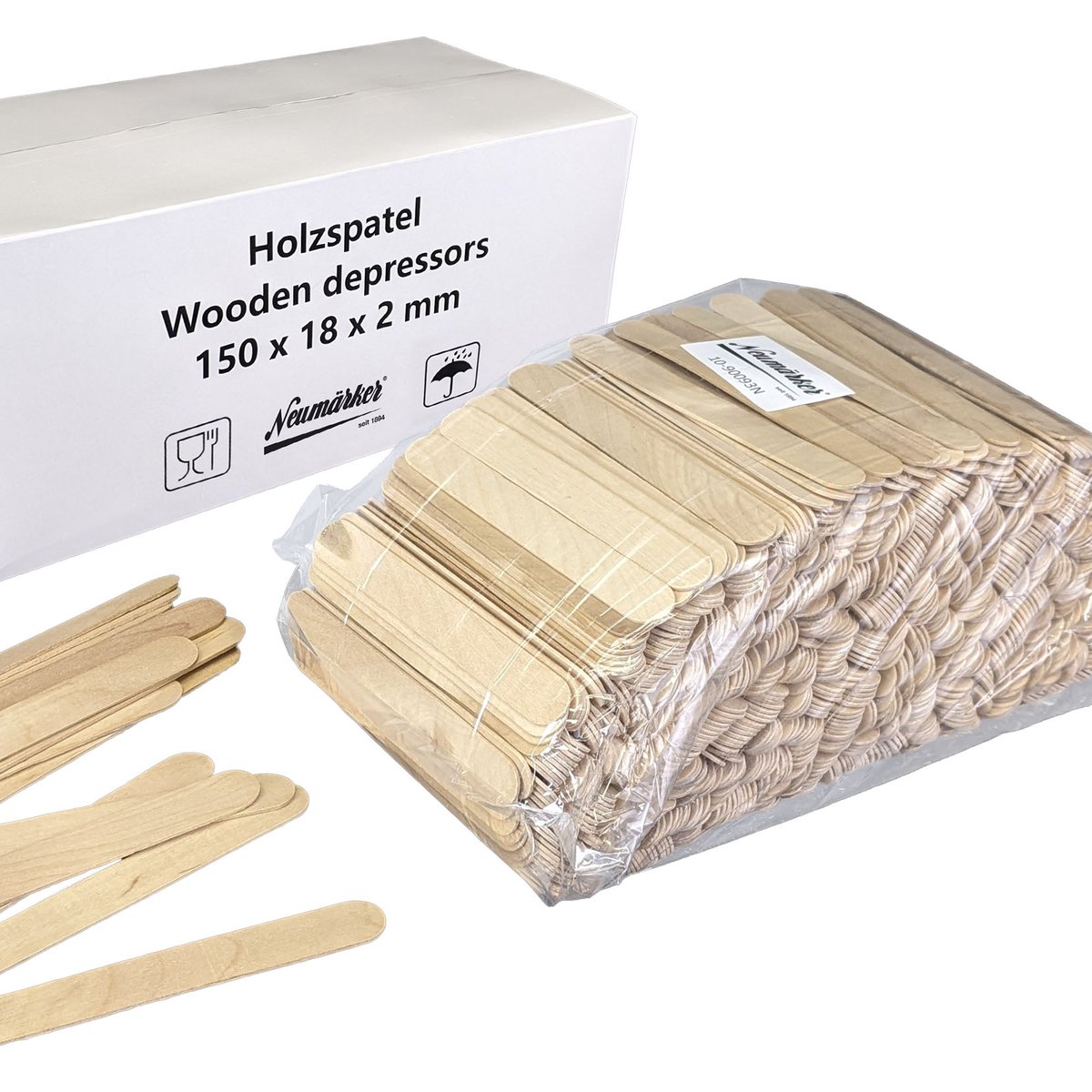 Holzstiele für Waffel am Stiel 150 x 18 x 2 mm 1000 Stück