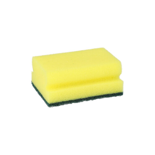 2592 Topfreiniger, Schwamm eckig 4,1 cm x 9,5 cm x 6,8 cm gelb/grün mit Griffrille, kratzend