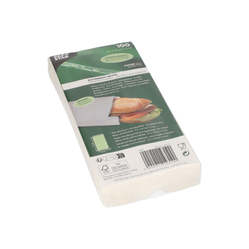 108000 Butterbrotbeutel 21 cm x 10 cm x 3 cm weiss , fettdicht