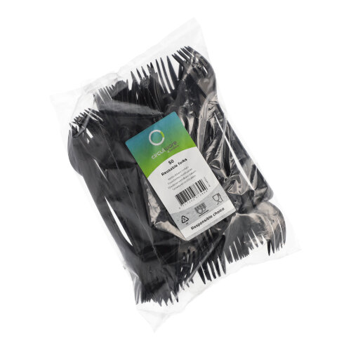50000 "Circulware by Haval" Mehrweg-Gabeln PP-MF 18,5 cm schwarz extra stabil