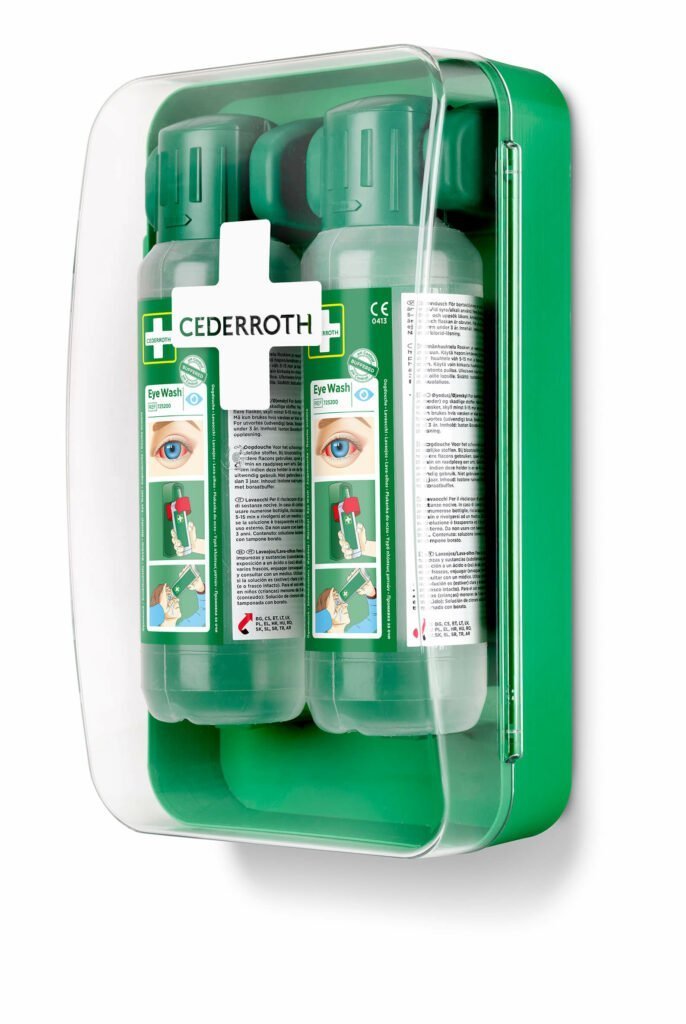 72 "Cederroth" Augendusche 29,6 cm x 19,2 cm "Eye-Wash-Cabinet" inkl. 2 Flaschen (500ml)