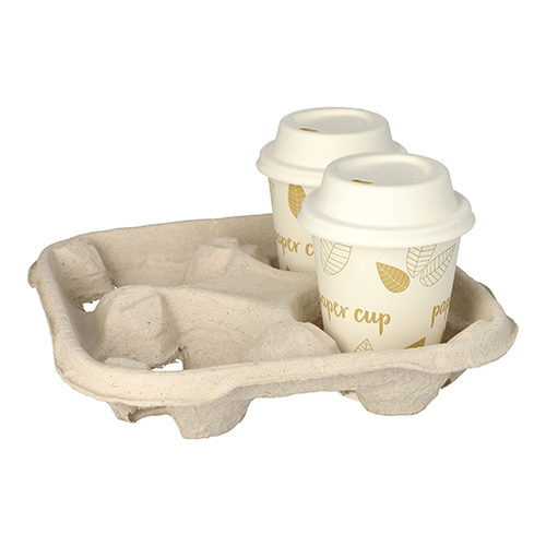 3080 Tragetabletts, Pappe "To Go" 4,7 cm x 22,4 cm x 22,4 cm natur für 4 Becher