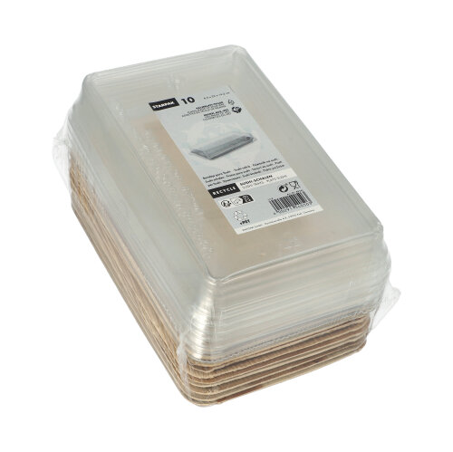 1200 Sushi-Schalen Palmblatt eckig 200 ml 4,4 cm x 22 cm x 14,2 cm natur mit rPET Deckel "Kombipack"