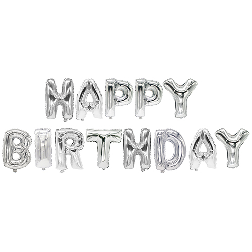 2280 Folienluftballon-Set silber "Happy Birthday"