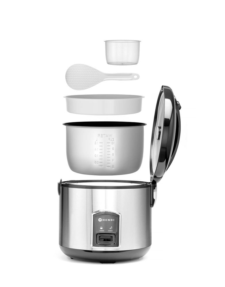 Reiskocher mit Dampfgarfunktion, HENDI, Profi Line, 1,8L, 230V/700W, ⌀280x(H)285mm Reiskocher mit Dampfgarfunktion, HENDI, Profi Line, 1,8L, 230V/700W, ⌀280x(H)285mm