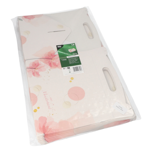 1800 Gebäck-Kartons, Pappe eckig 26 cm x 22 cm x 9 cm rosé mit Tragegriff