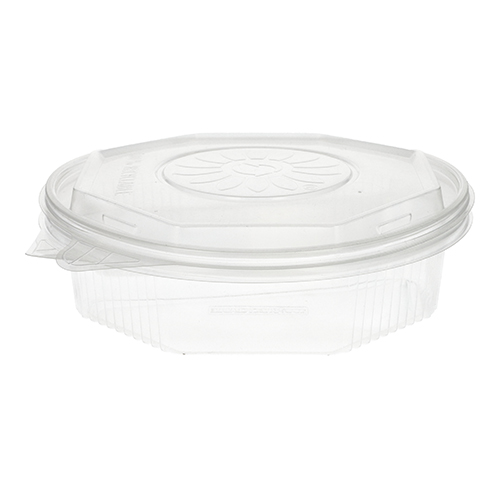 2800 Menüboxen mit Klappdeckeln, PP ungeteilt 5,9 cm x 21,5 cm x 21,5 cm transparent 8-eckig