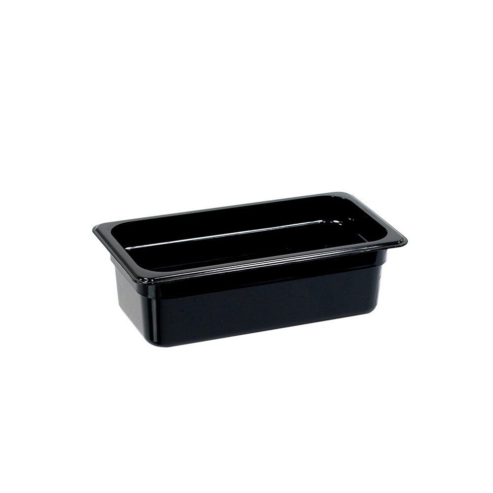 Gastronormbehälter, Serie STANDARD, Polycarbonat, schwarz, GN 1/3 (65 mm), GN 1/3 (100 mm) Gastronormbehälter, Serie STANDARD, Polycarbonat, schwarz, GN 1/3 (150 mm)