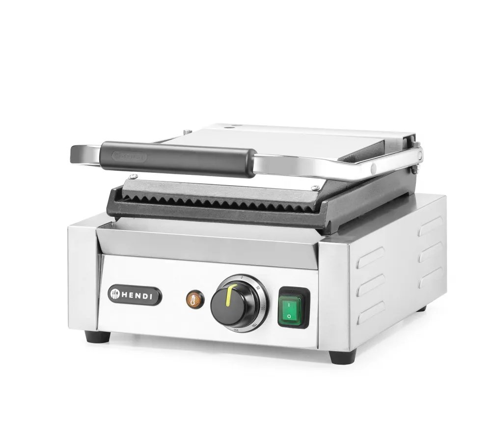 Kontaktgrill - Einzelversion, oben gerillt, unten glatt, 230V/1800W, 310x375x(H)216mm