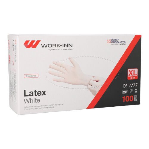 36000 "WORK-INN" Handschuhe, Latex gepudert "White" weiss - natur Größe XL