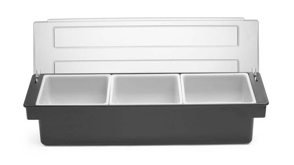 Zutatenbox – 3 Behälter, BarUp, Schwarz, 480x150x(H)100mm